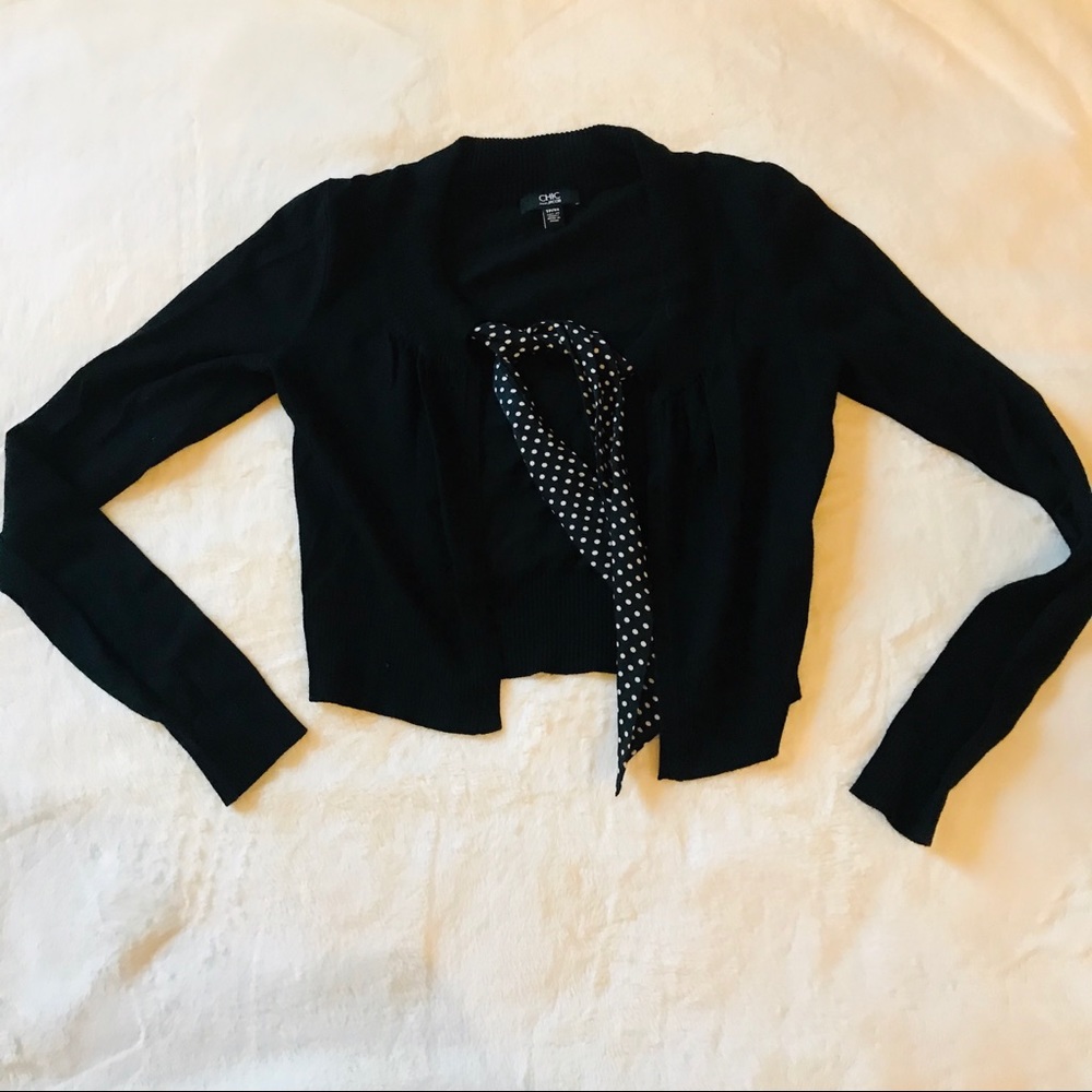 NEW Cardigan with polka dot tie